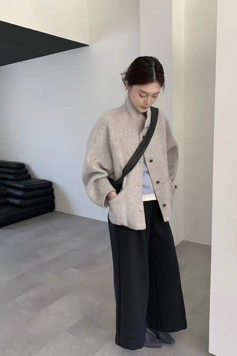 2025秋冬新款双面羊绒大衣女短款韩版宽松羊毛呢子外套