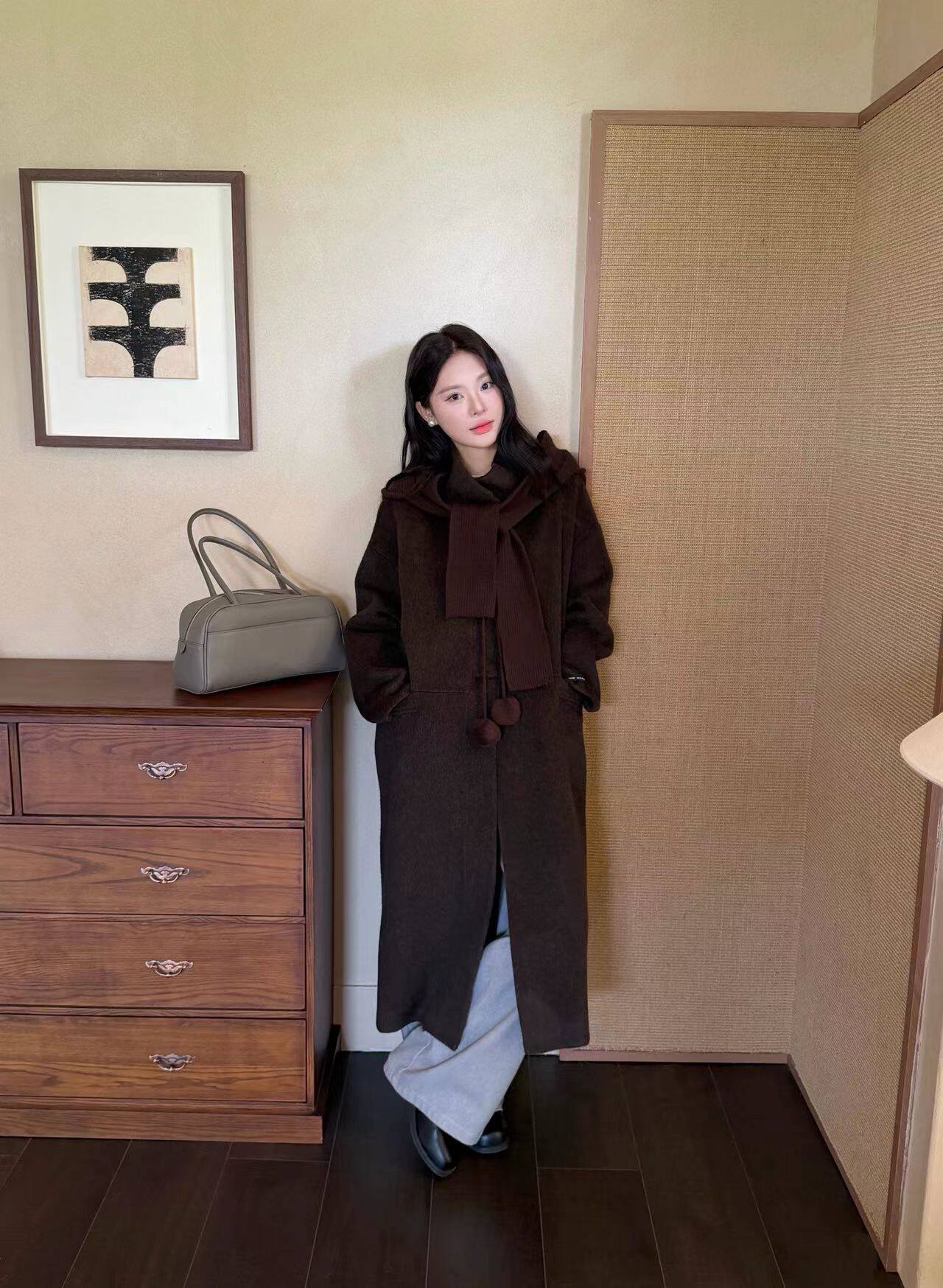 2026秋冬新款双面羊绒大衣女中长款高级感小个子宽松高端毛呢外套