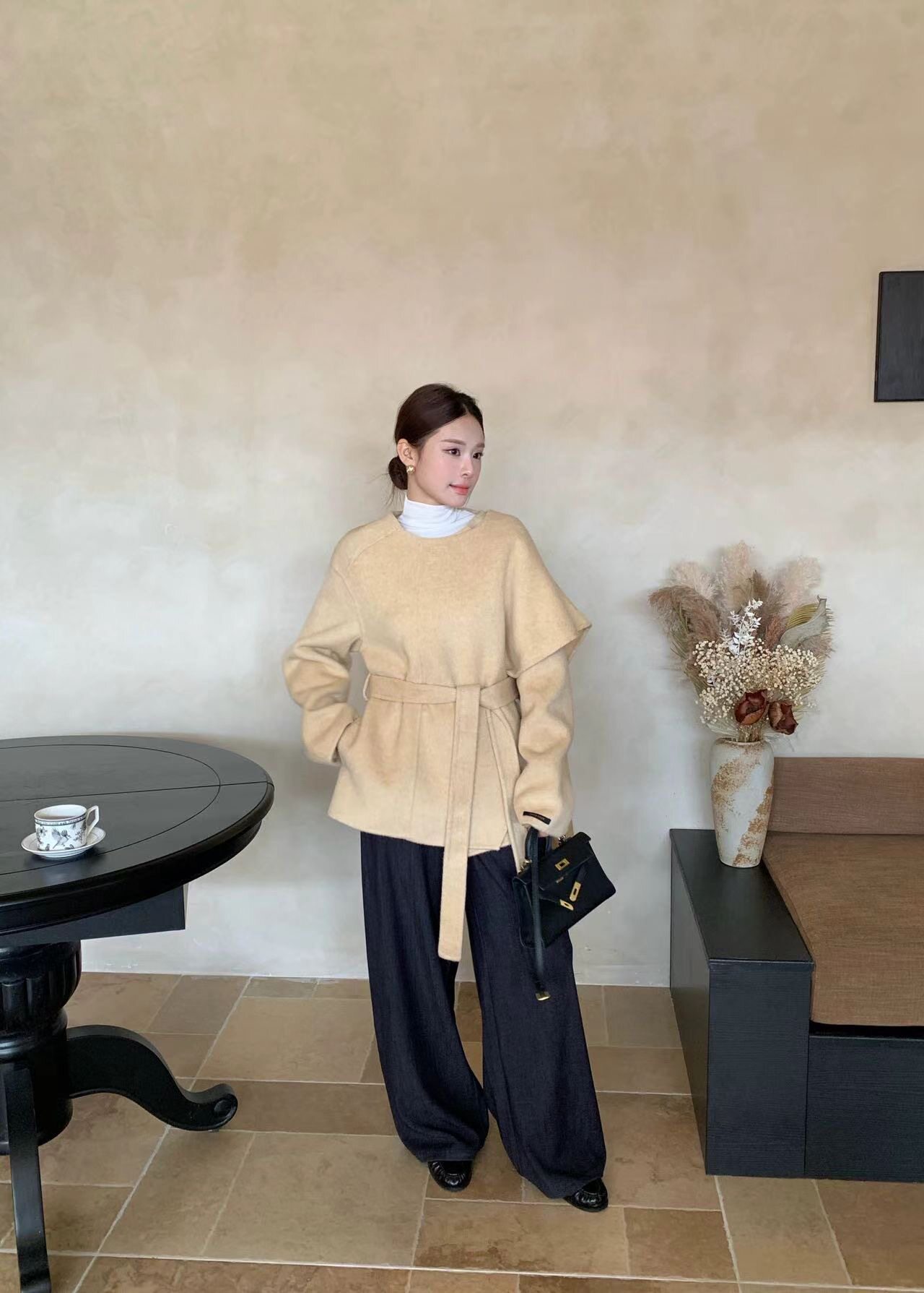 2026秋冬新款双面羊绒大衣女中长款高级感小个子宽松高端毛呢外套