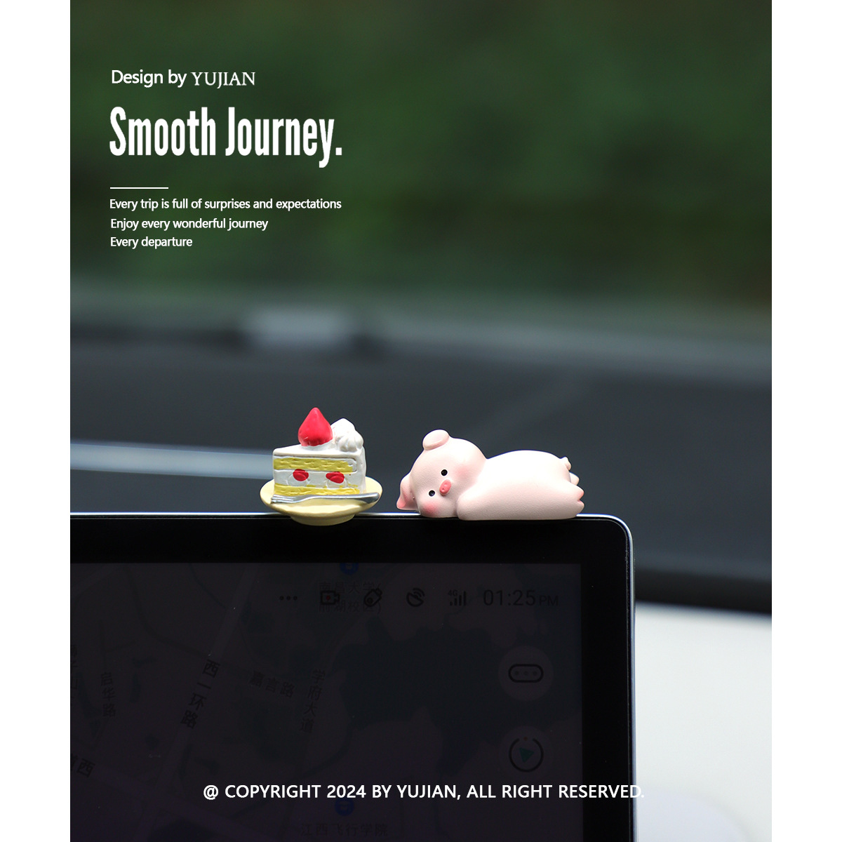 YUJIAN丨汽车屏幕小摆件车载中控显示屏趴趴公仔车内卡通装饰玩偶