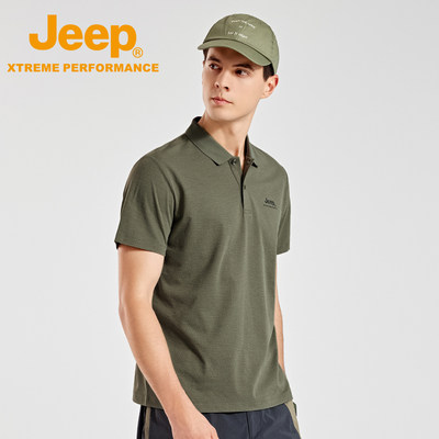 【蝴蝶纺】Jeep官方户外吸湿速干POLO衫男网眼透气弹力短袖T恤夏
