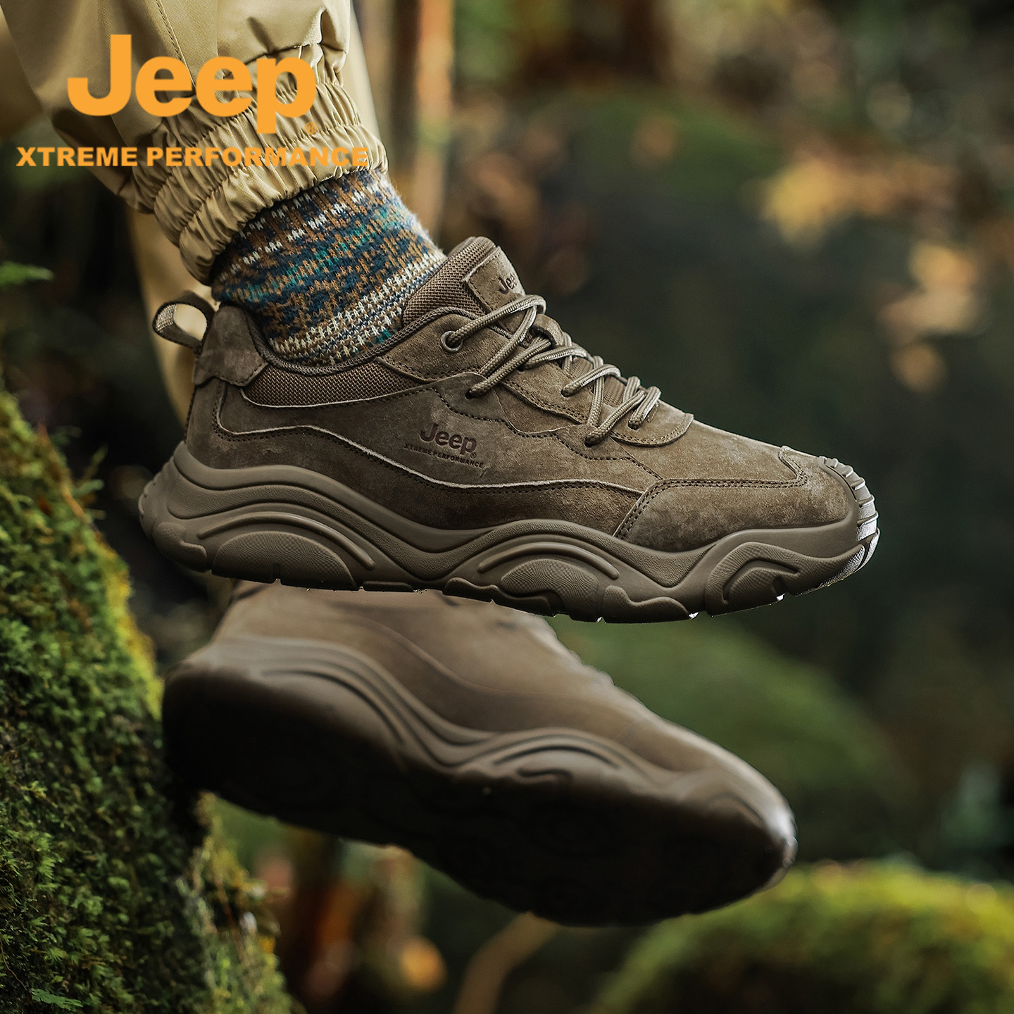 Jeep吉普户外登山鞋男宽楦缓震