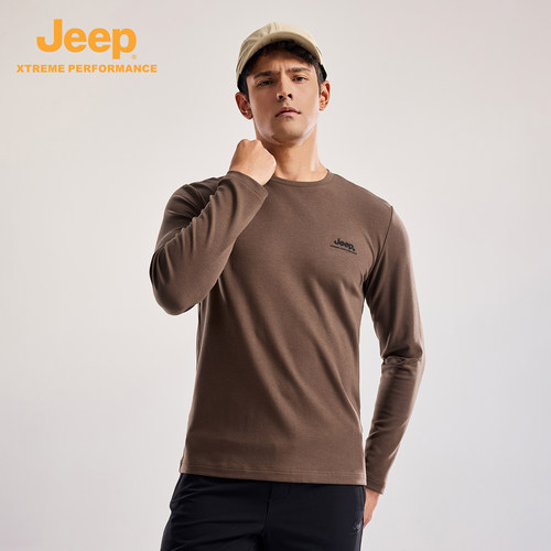 【双面莫代尔】Jeep圆领长袖T男