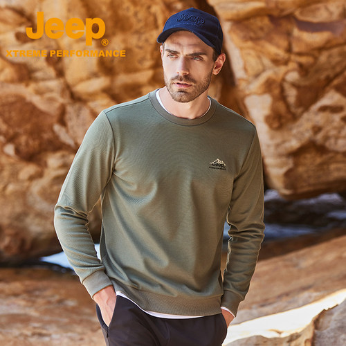 jeep吉普秋款纯色男装雪山卫衣