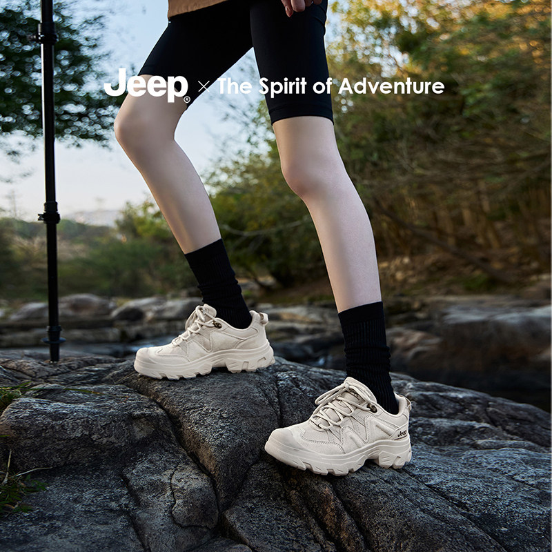 jeepXP户外工装徒步鞋男女款2026夏新款防滑休闲鞋厚底登山运动鞋图片