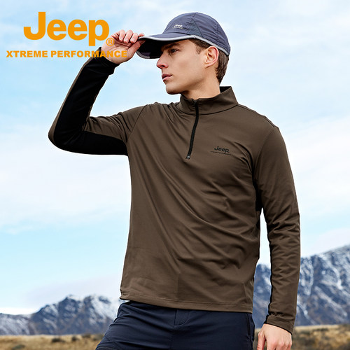 Jeep吉普户外莱卡半开胸针织衫