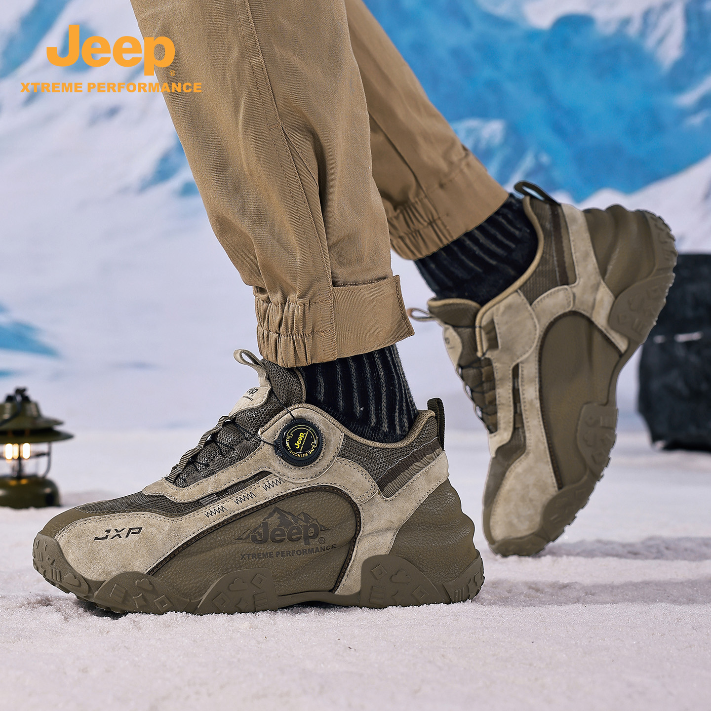 Jeep吉普官方免系带登山鞋男