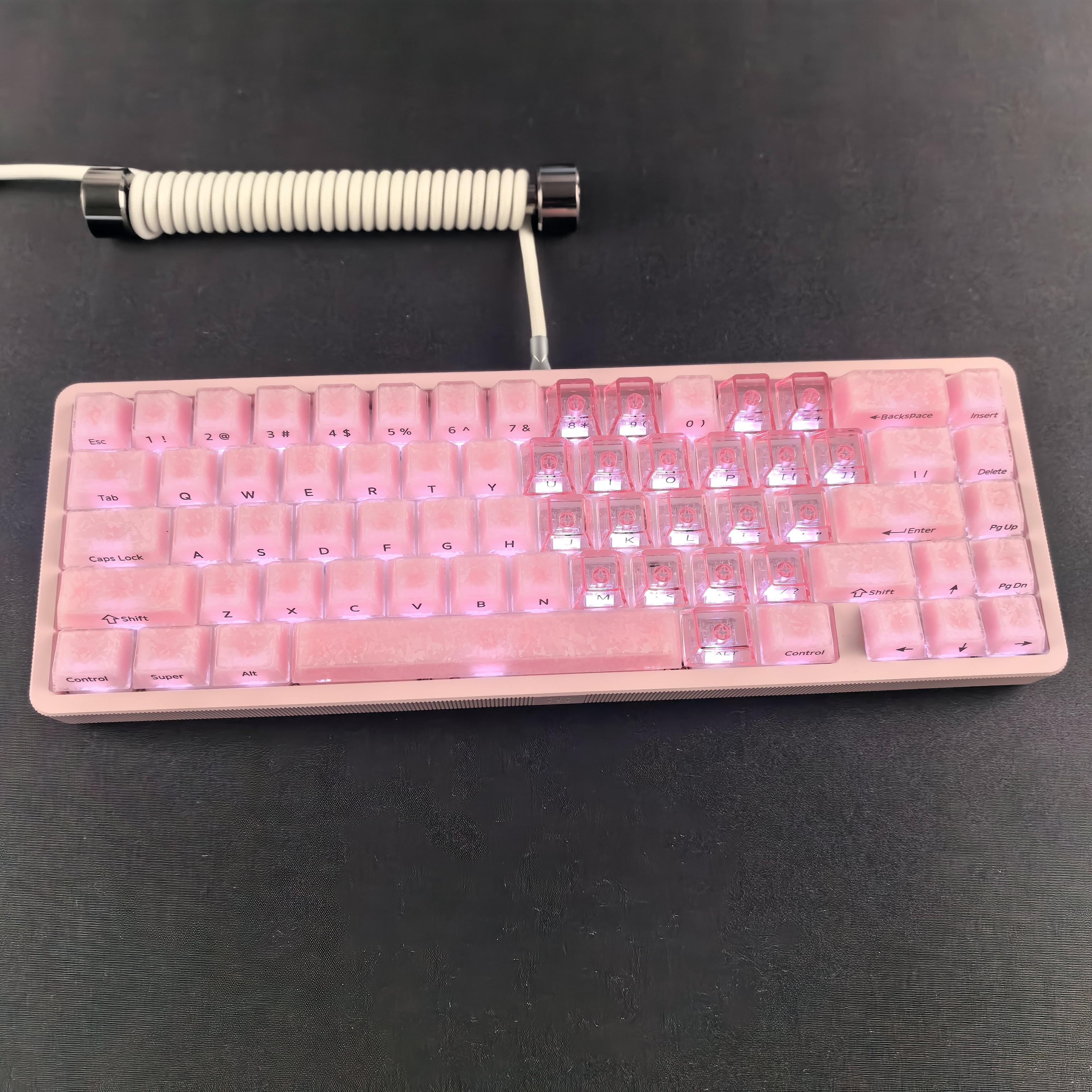 XVXH粉色碳纤维果冻键帽透光侧刻适配made68迈从K99夜魔前行者X87图片