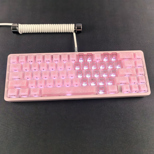 XVXH粉色碳纤维果冻键帽透光侧刻适配made68迈从K99夜魔前行者X87