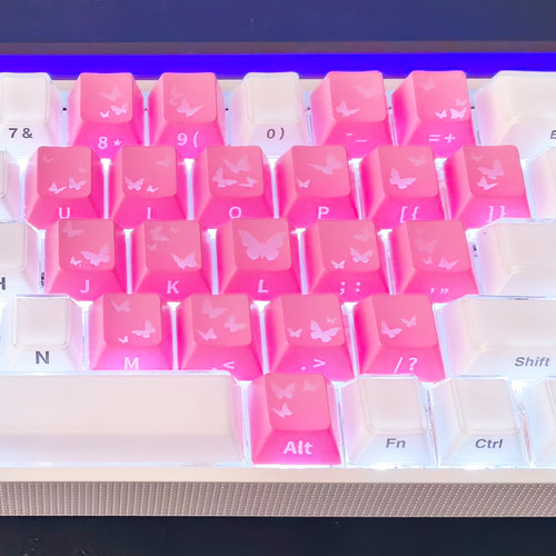 XVXH粉色蝴蝶爱心侧刻键帽适配made68迈从Ace68 EZ63前行者X87ATK