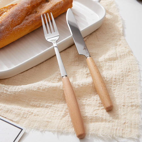 ins风西餐牛排刀叉三件套装木柄