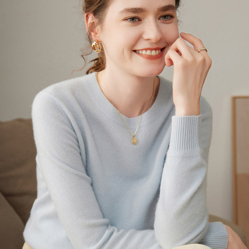 波浪圆领~100%纯山羊绒 定制色彩 八色可选