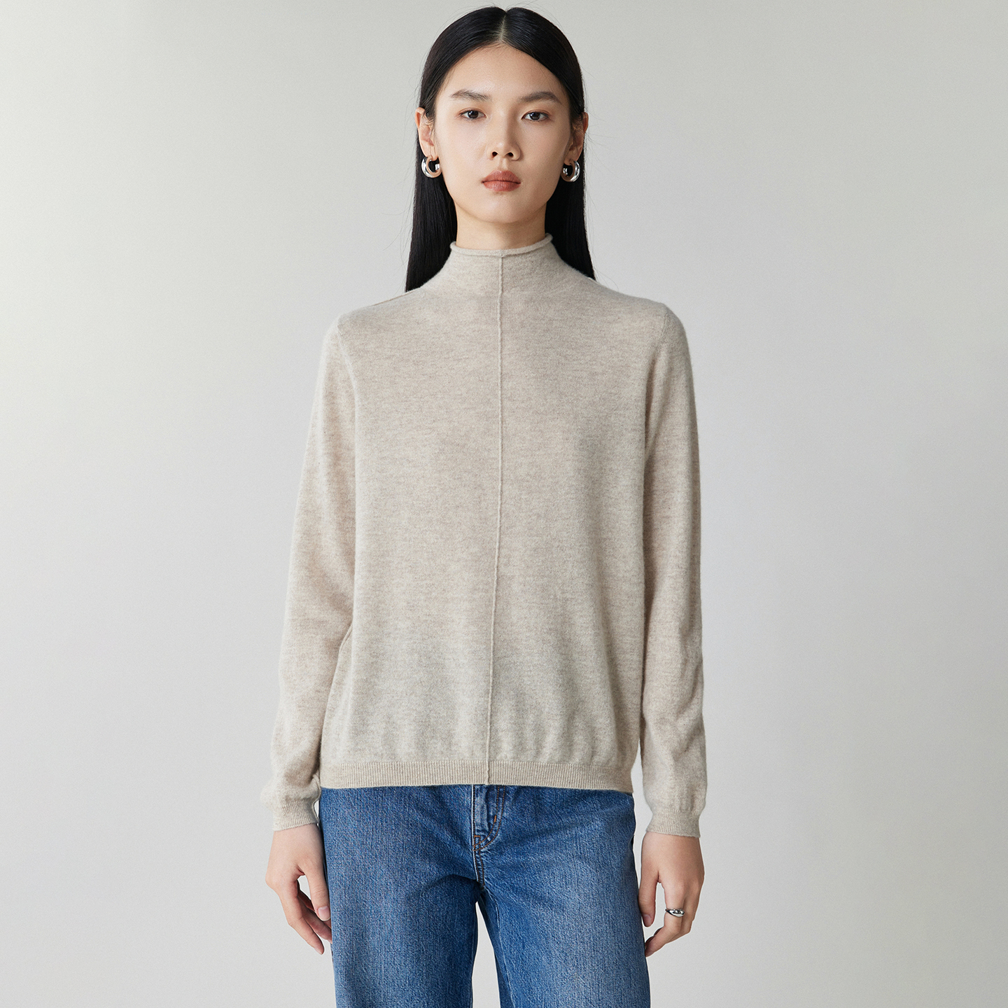 2025秋冬新款100%山羊绒针织打底衫女内搭简约半高领百搭保暖毛衣