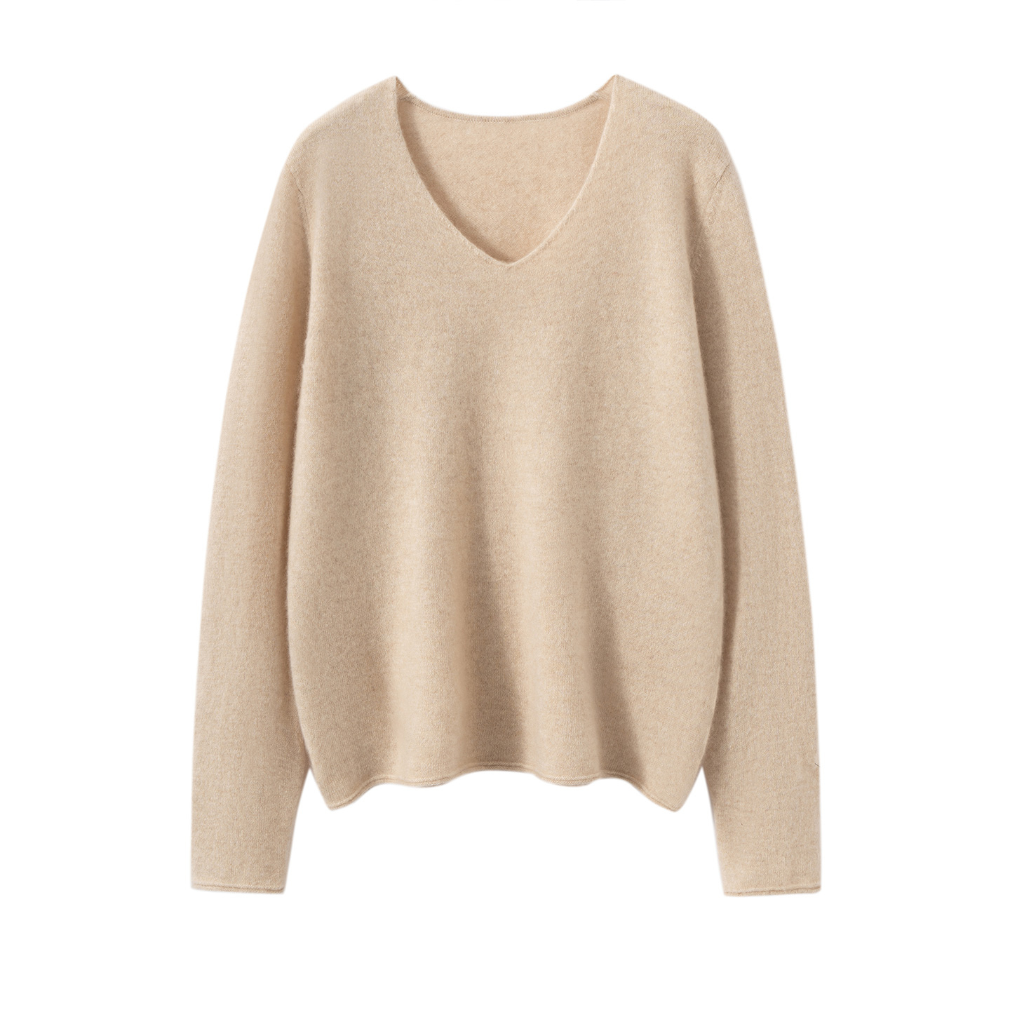 2025秋冬新款100纯山羊绒衫女V领纯色宽松百搭显瘦简约针织衫上衣