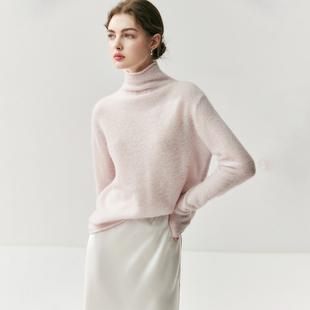 康宝莱纱线75%山羊绒25%桑蚕丝高领羊绒衫 内搭针织毛衣 女软糯长袖