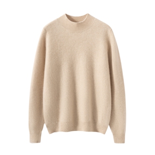 秋冬加厚100%纯山羊绒衫 百搭毛衣上衣 女半高领针织宽松套头打底衫