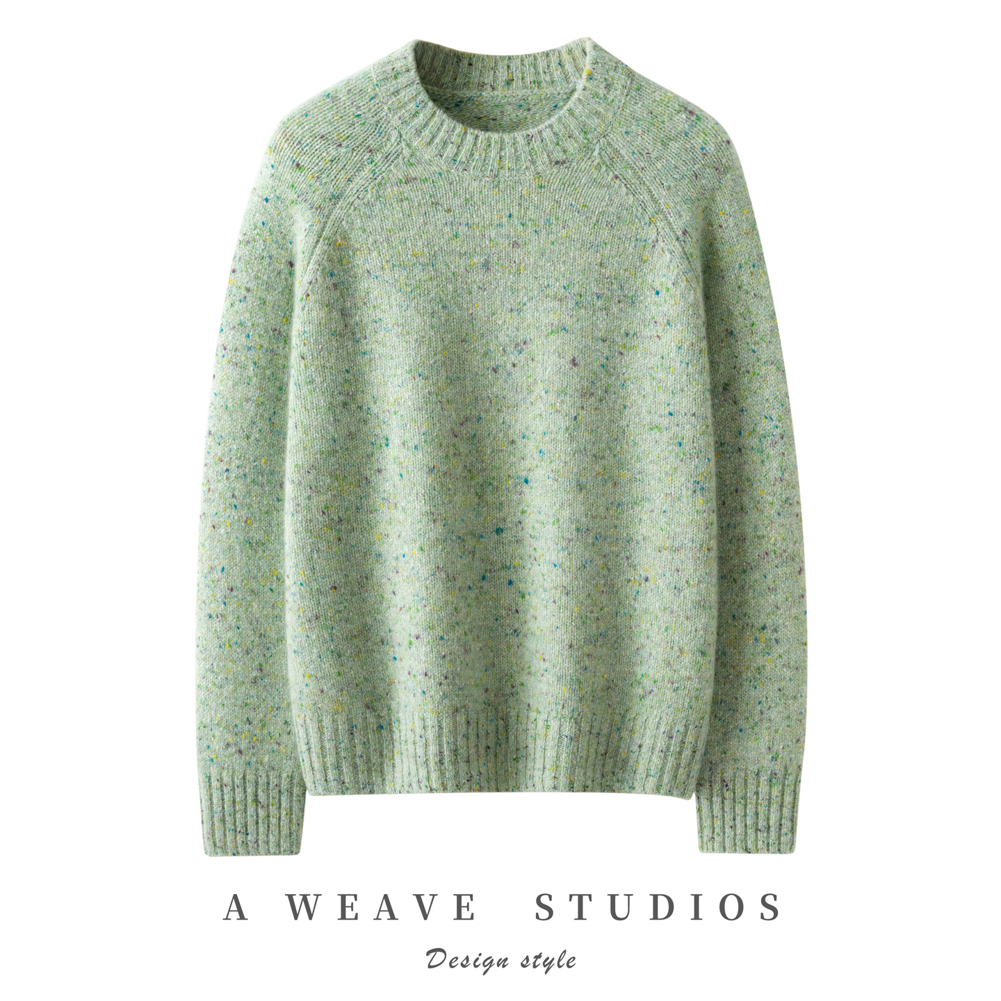 2025秋冬新款女羊绒衫100%纯山羊绒圆领彩点加厚宽松时尚针织套衫