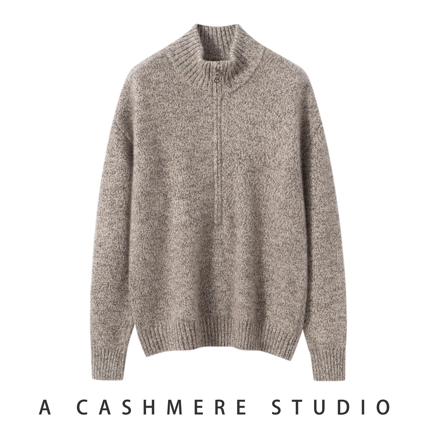 25秋冬新款100%山羊绒三股加厚半拉链宽松时尚针织羊绒衫毛衣打底