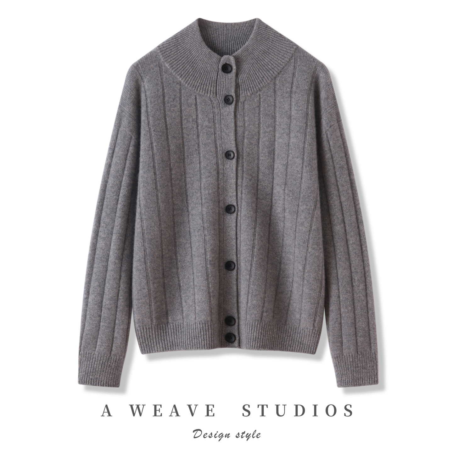 25秋冬新款半高领一线成衣100%纯山羊绒开衫女宽松慵懒风针织外套