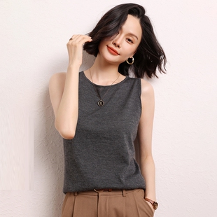 简约通勤精纺纯山羊绒衫 吊带内搭上衣针织打底 一字领背心外穿无袖