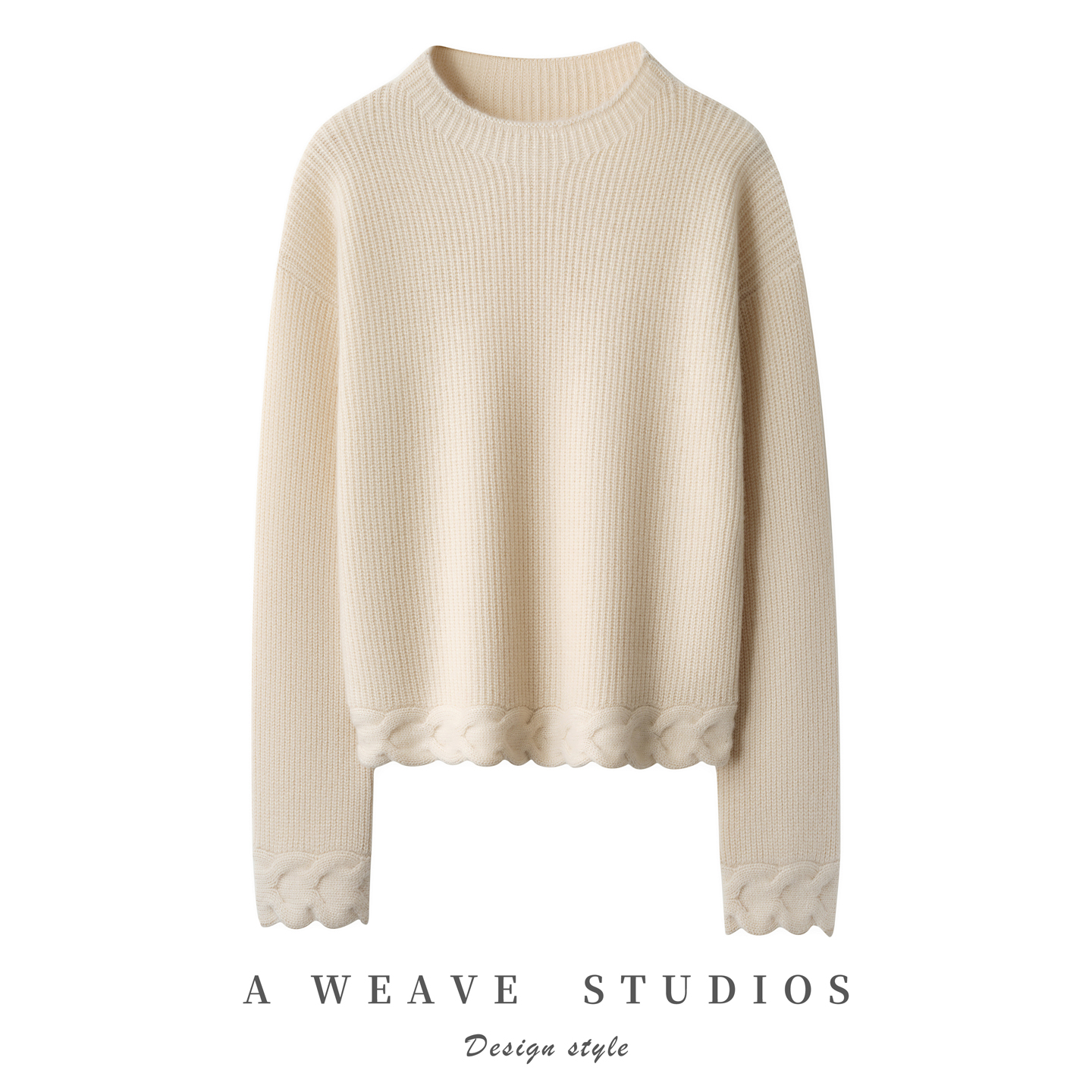 2025秋冬新款女羊绒衫100%纯山羊绒圆领加厚宽松纯色扭花针织套衫