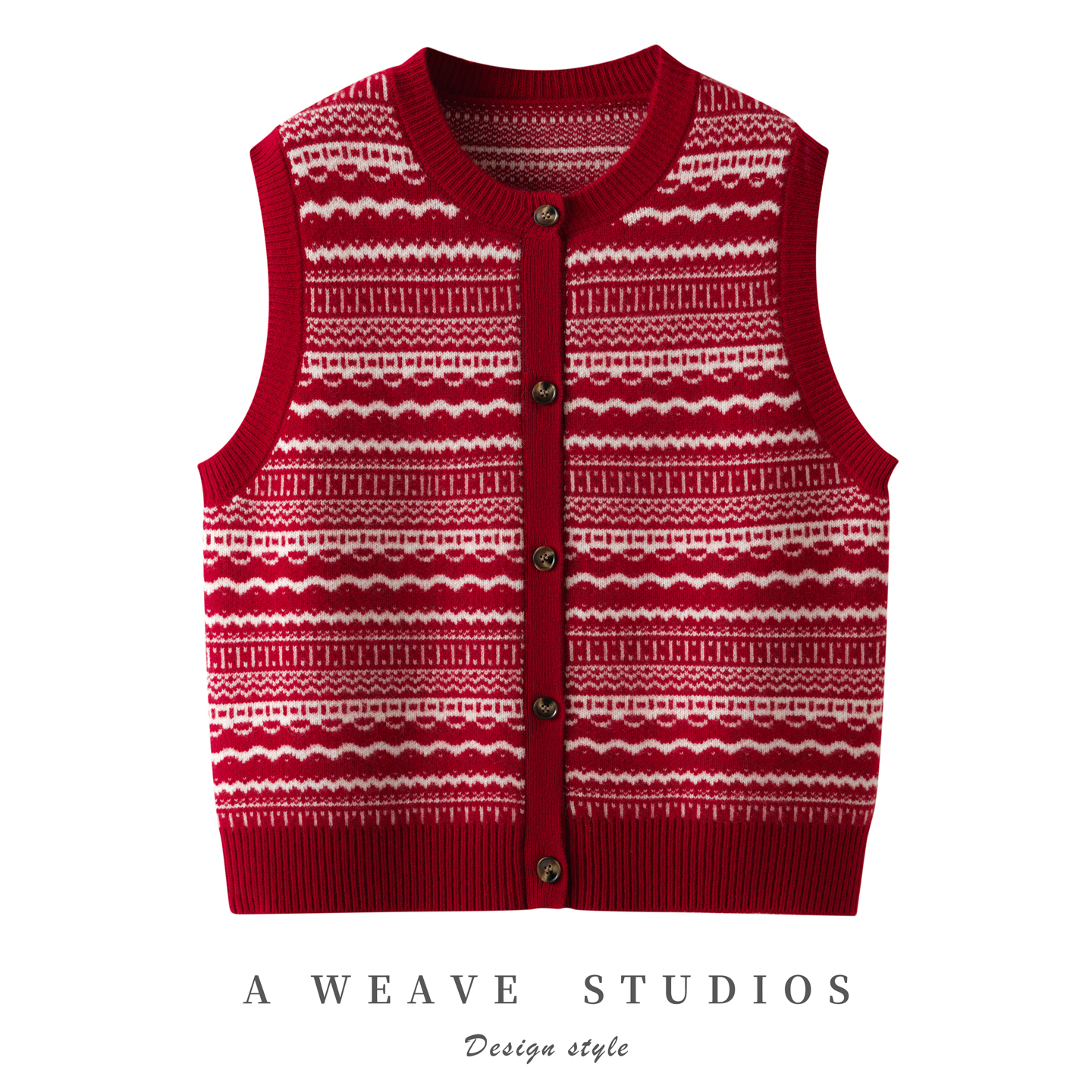 25秋冬新款女羊绒衫100%纯山羊绒圆领加厚保暖宽松费尔岛针织马甲