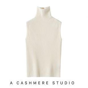 2025秋冬新款 100%纯山羊绒女纯色高领百搭休闲保暖马甲背心针织衫