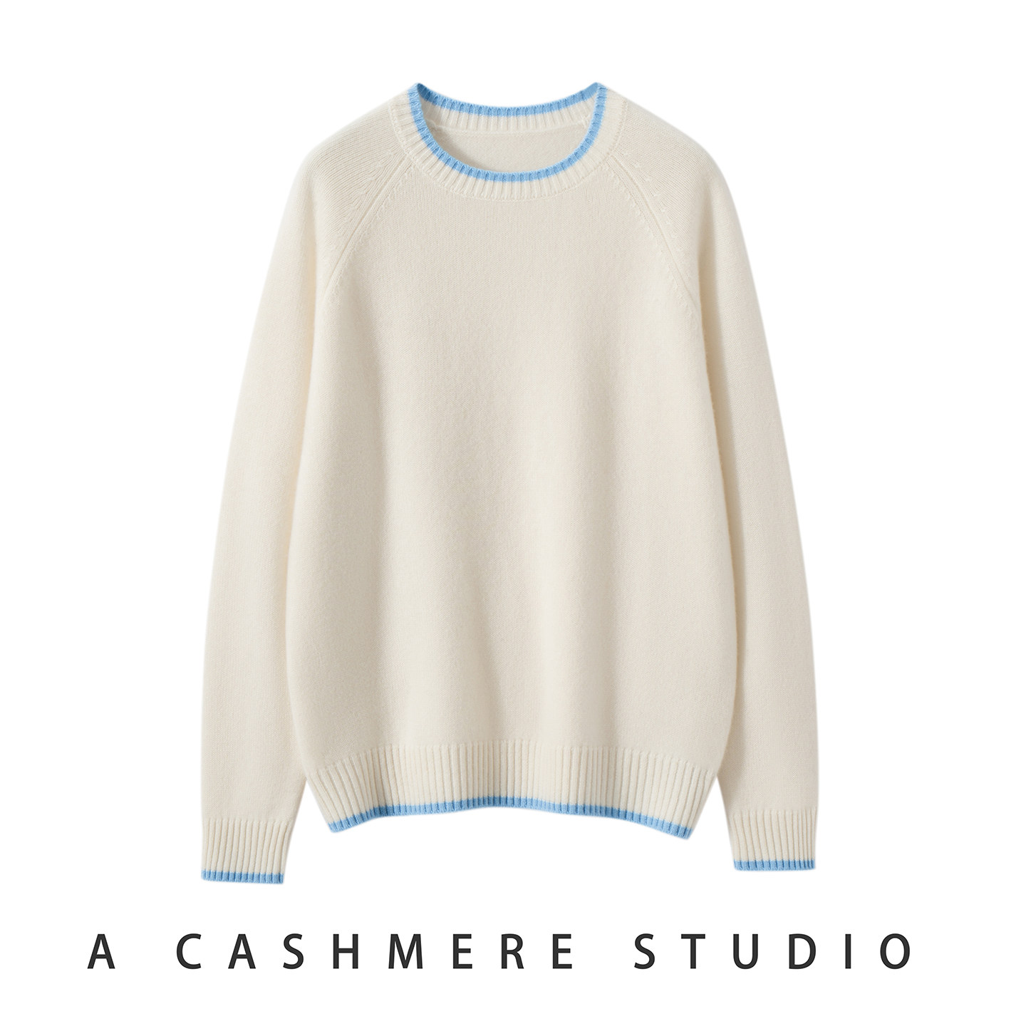 2025新款秋冬100%山羊绒衫女加厚圆领拼色宽松百搭针织衫打底毛衣,女装/女士精品,羊绒衫,淘宝优惠券,粉丝福利购,淘宝优惠卷