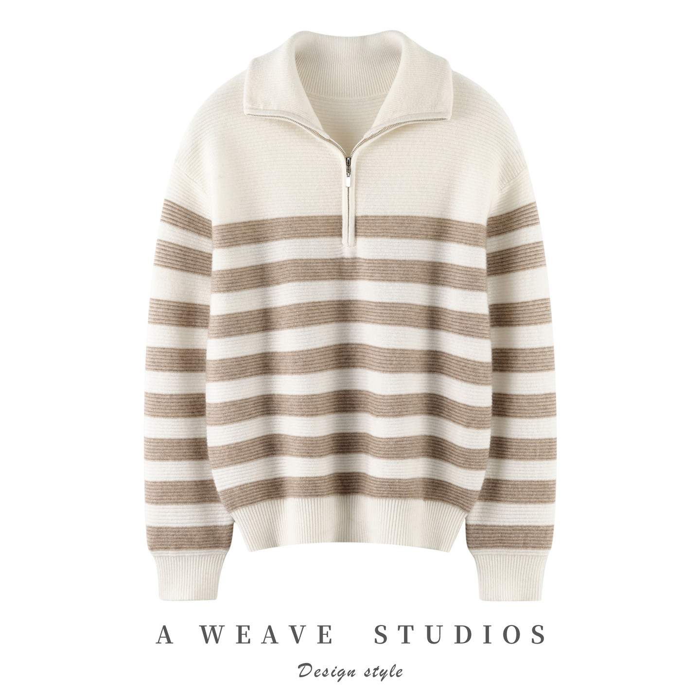 25秋冬新款100%纯山羊绒衫女条纹半开拉链POLO领时尚针织羊绒套衫,女装/女士精品,羊绒衫,淘宝优惠券,粉丝福利购,淘宝优惠卷