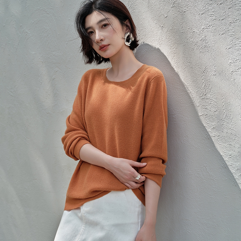2025秋冬新款100%山羊绒衫女圆领显瘦百搭纯色气质针织打底衫上衣