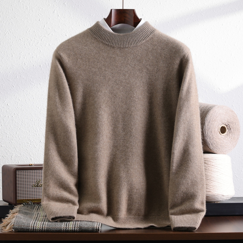 25秋冬新款100%纯山羊绒衫男半高领套头加厚休闲百搭宽松针织套衫