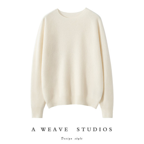 2025秋冬新款100纯山羊绒女圆领套头毛衣显瘦纯色针织打底衫长袖