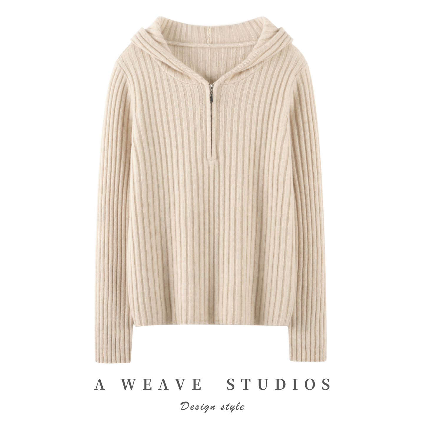 2025秋冬新款100%纯山羊绒衫女抽条半拉链加厚纯色针织打底衫毛衣