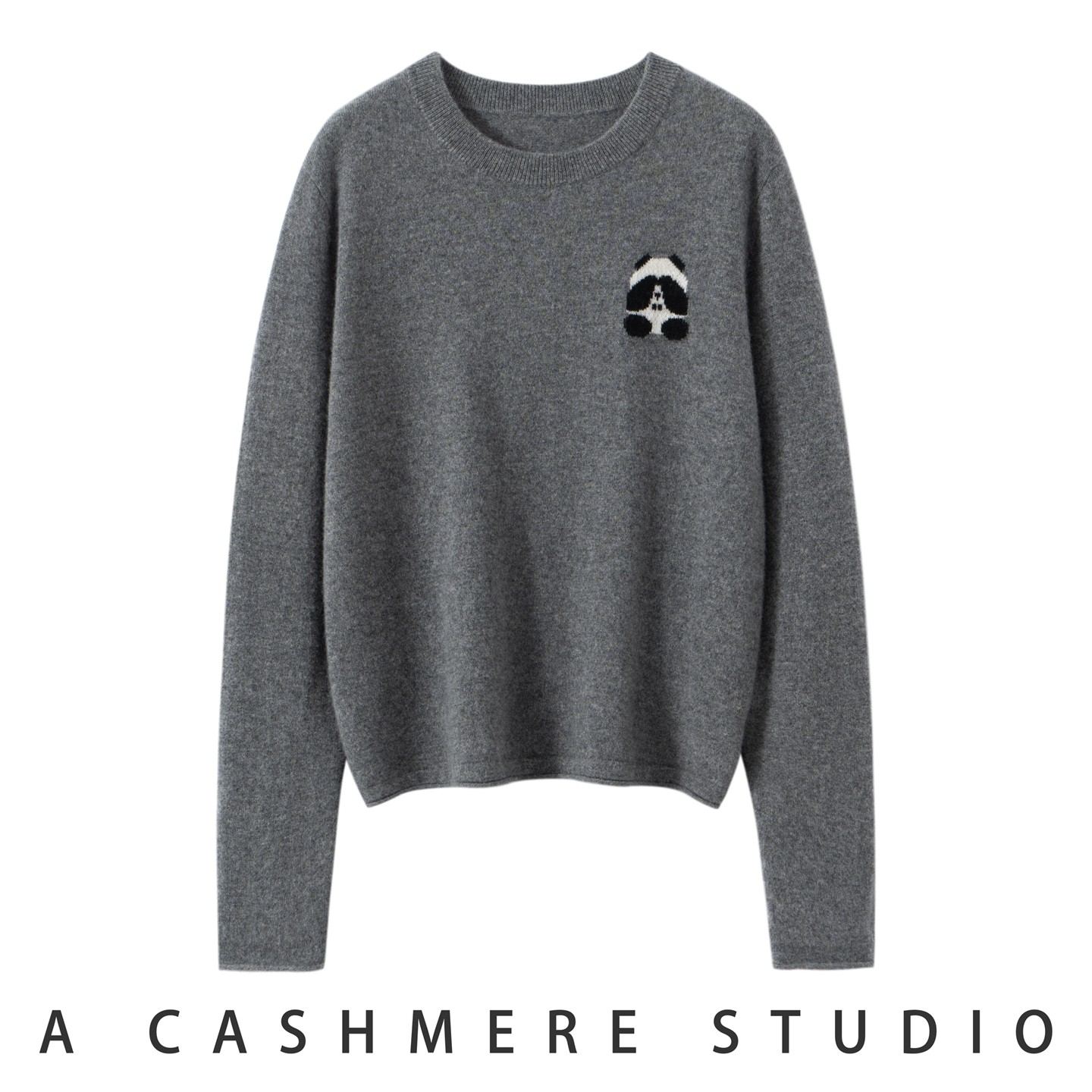 通勤可爱~熊猫提花100%纯山羊绒衫女圆领纯羊绒毛衣宽松打底秋冬,女装/女士精品,羊绒衫,淘宝优惠券,粉丝福利购,淘宝优惠卷