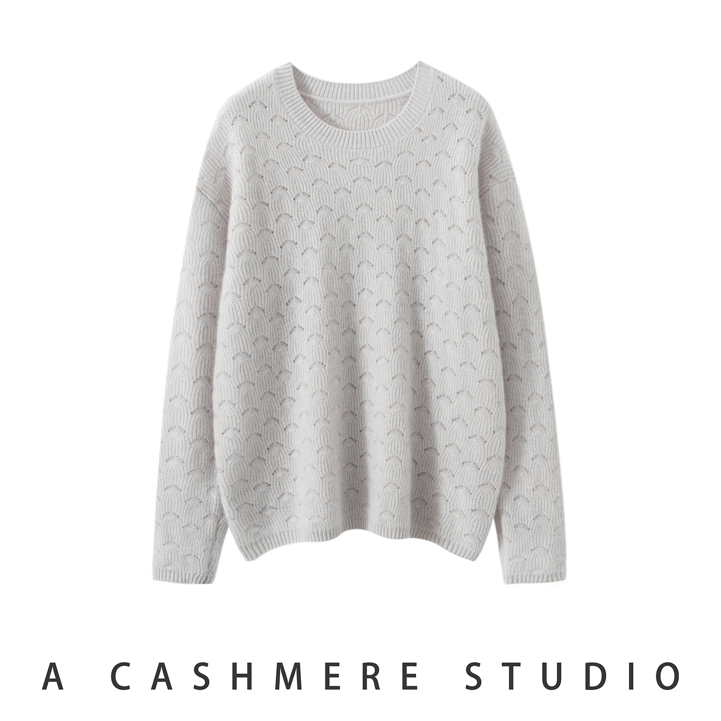 25秋冬新款100%山羊绒女圆领套头镂空纯色长袖休闲简约宽松打底衫