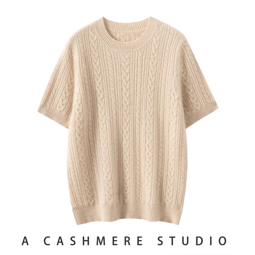 2025秋冬新款100%山羊绒衫女圆领休闲简约纯色百搭针织衫短袖背心