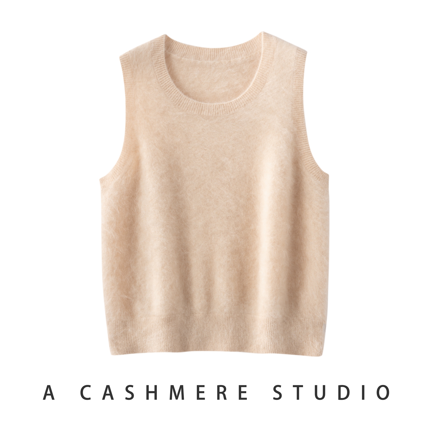 25秋冬新款100%山羊绒背心女圆领无袖针织打底衫宽松内搭保暖上衣