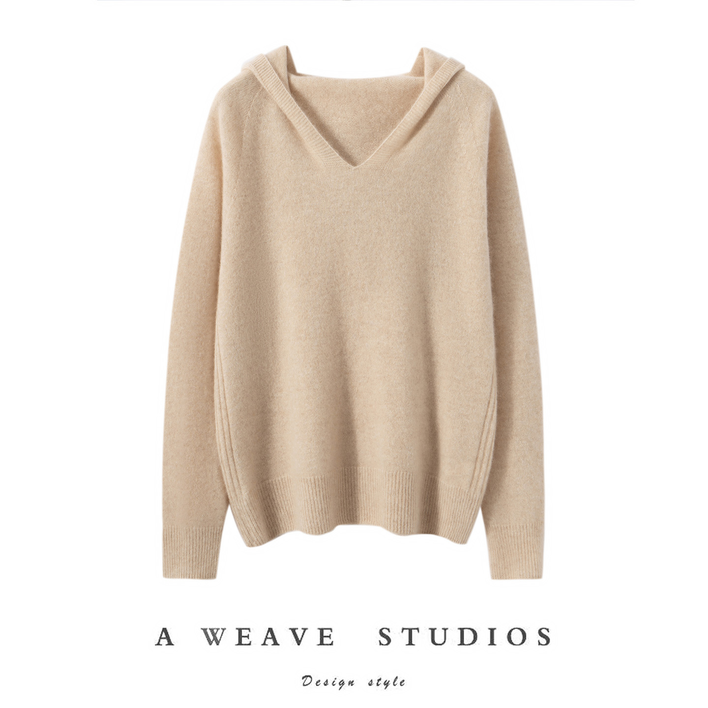 2025秋冬新款羊绒衫女100%纯山羊绒连帽针织开衫纯色宽松休闲上衣