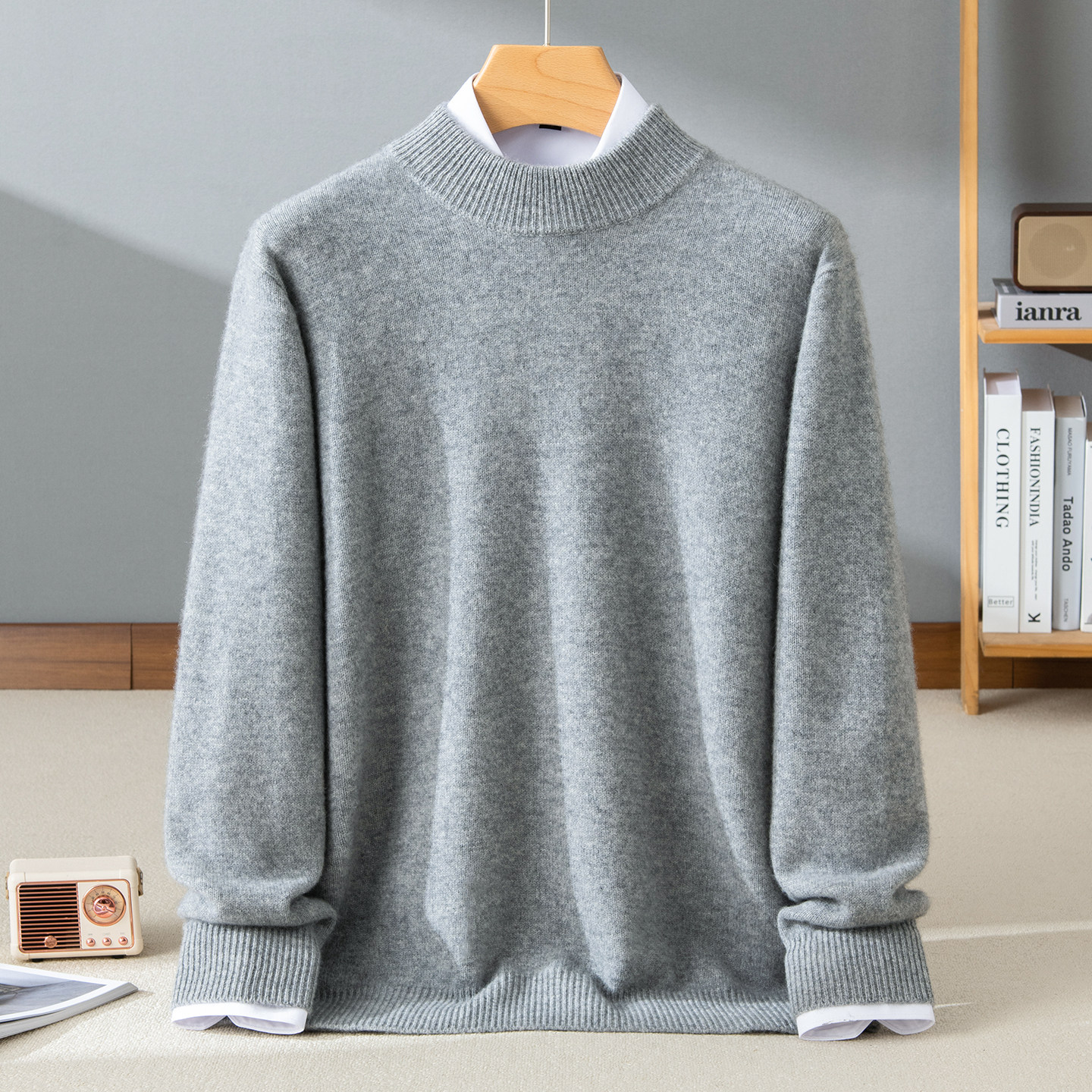 秋冬新100%山羊绒衫男半高领加厚保暖青年纯色休闲简约百搭针织衫,男装,羊绒套衫,淘宝优惠券,粉丝福利购,淘宝优惠卷