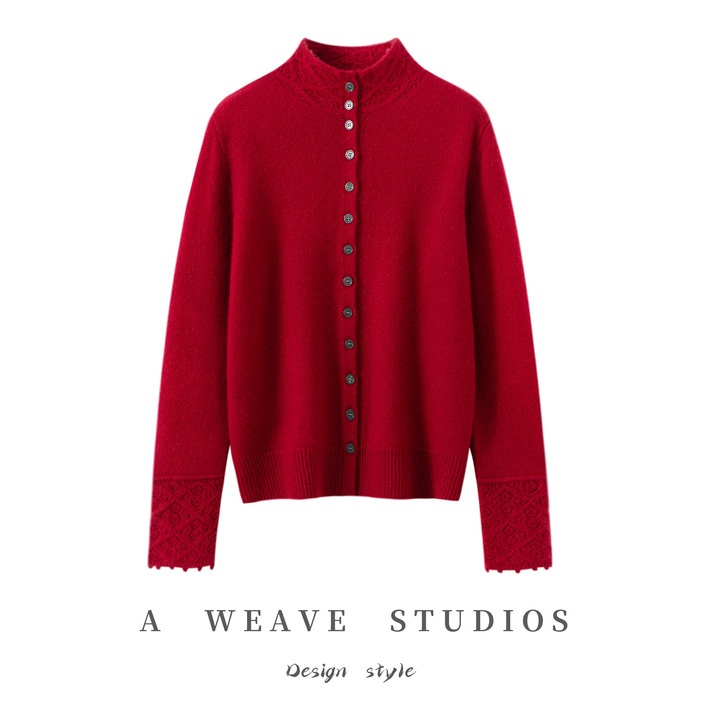 秋冬新款100%纯山羊绒开衫女半高领镂空本命年红色针织打底衫毛衣,女装/女士精品,羊绒衫,淘宝优惠券,粉丝福利购,淘宝优惠卷