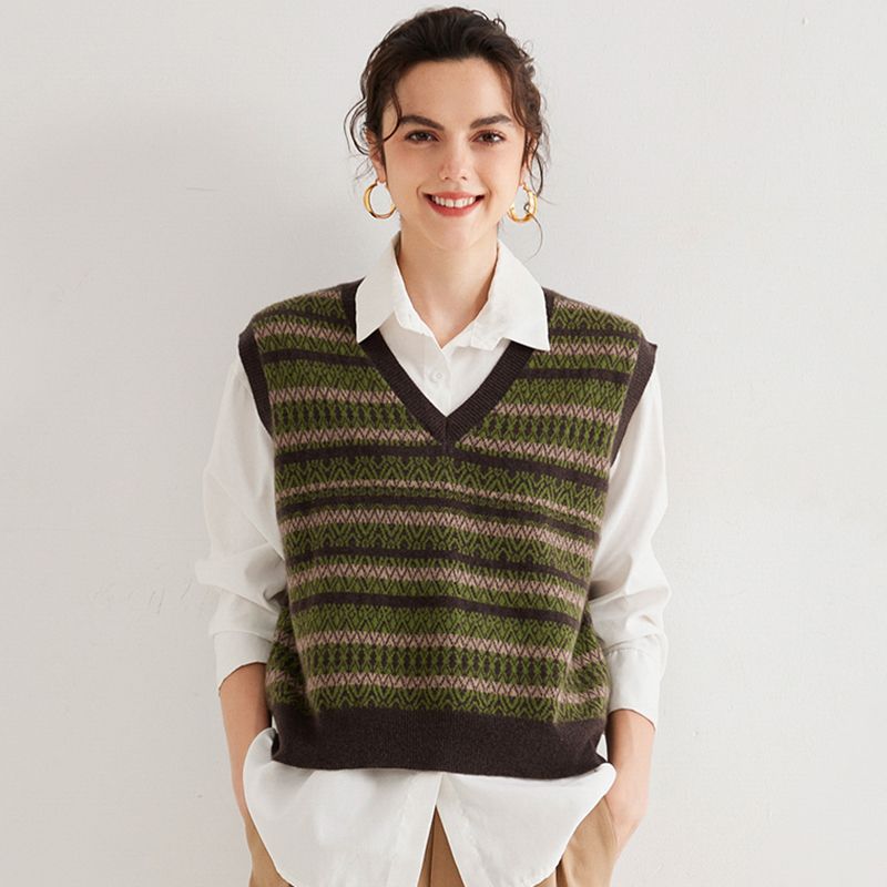 100%山羊绒衫马甲女外套无袖坎肩