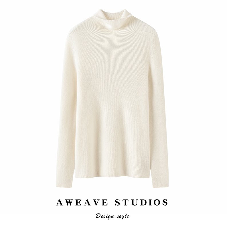 2025秋冬新款100%纯山羊绒衫女半高领百搭套头修身显瘦针织打底衫