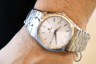 瑞士CYMA西马商务休闲银色计时白盘精钢石英男表 现货 包邮