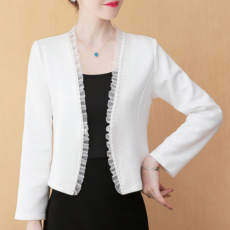 春装白色小香风短款职业西装外套女休闲小个子西服春秋小披肩外搭