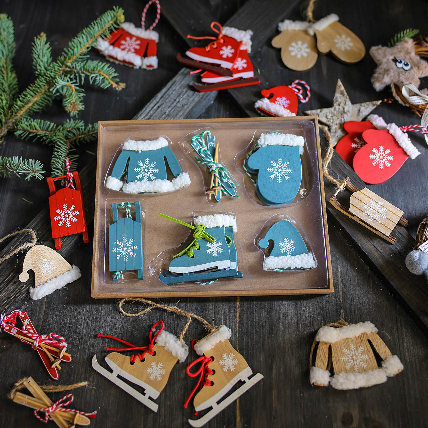 圣诞节韩版ins风圣诞挂件圣诞装饰品袜子雪橇圣诞树装饰套装吊饰