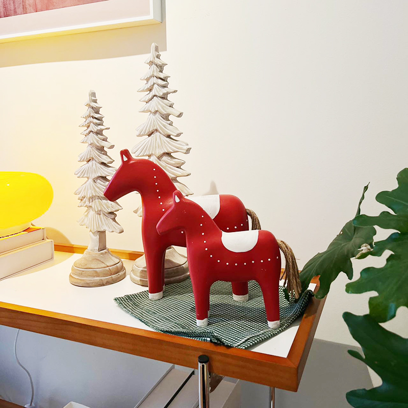圣诞节新款装饰桌面节日氛围布置道具木质木马家用柜台ins摆件