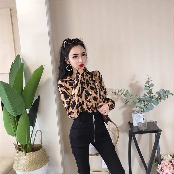 2020 summer new pattern chic fashion Rosy Leopard Long sleeve shirt Versatile temperament jacket Trend Women's wearin the Women's clothing/Boutique , Shirt  category - from Buy2taobao.com to provide professional Taobao agent buy service