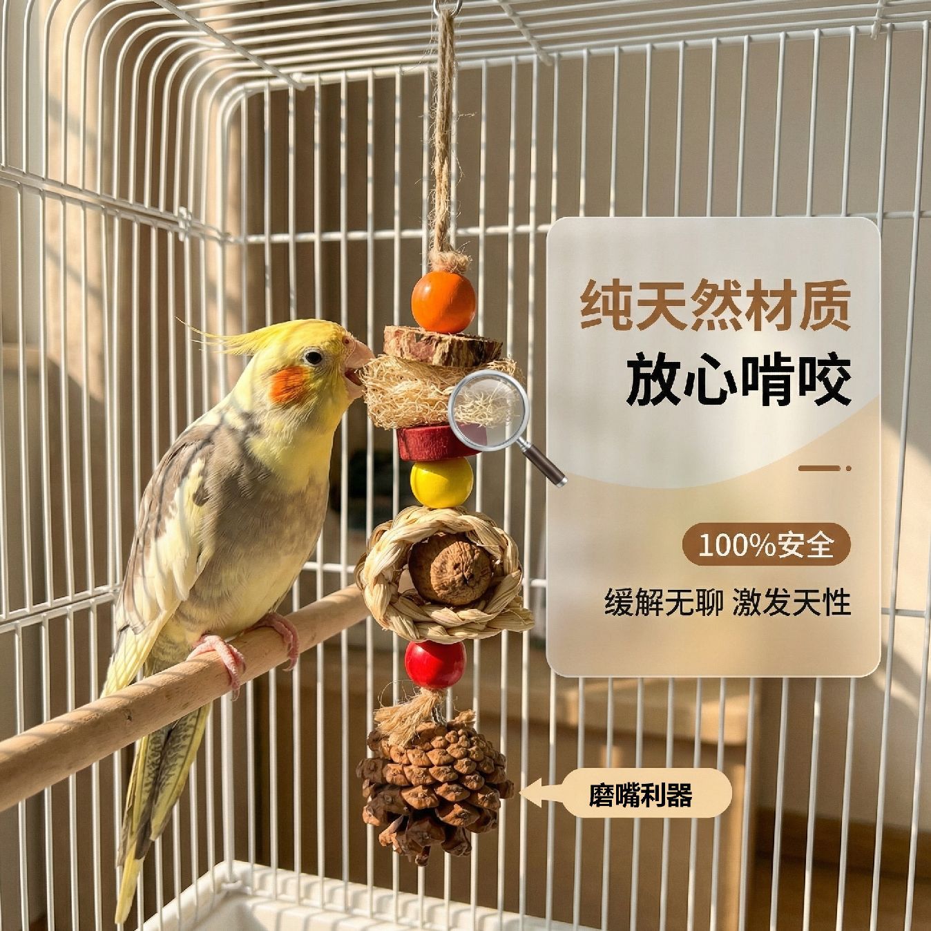 鹦鹉玩具啃咬解闷磨嘴串玉米辫松果杨桃丝瓜络啃咬串虎皮玄凤玩具