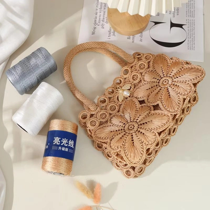 1毫米空心线亮丝线细冰丝线手工diy编织钩帽子包包凉鞋水杯套毛线