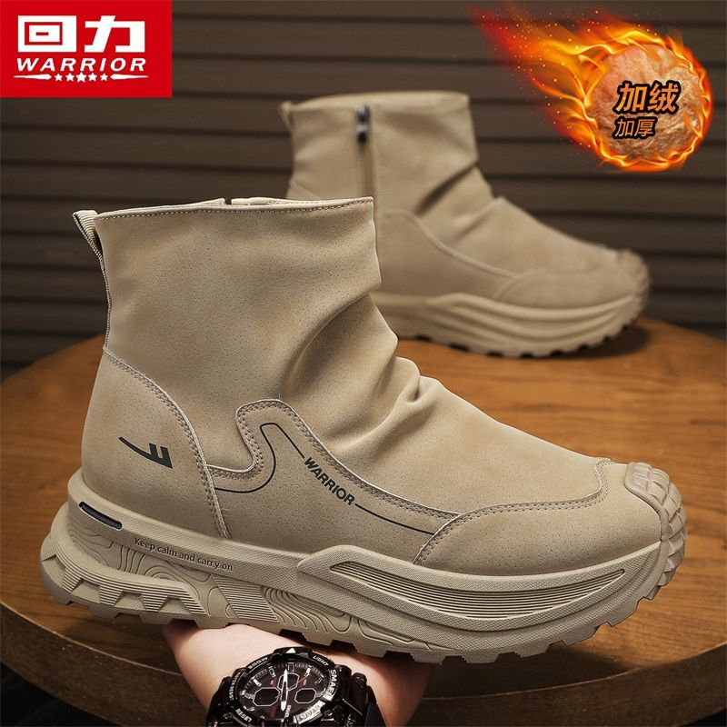 回力雪地靴男2025冬季新款加绒加厚保暖东北棉鞋皮毛一体厚底棉靴